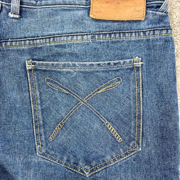 Akoo Loose Straight Jeans Mens 40" (42x32.5) Dark/Medium Non-Stretch Denim Retro - Picture 10 of 16
